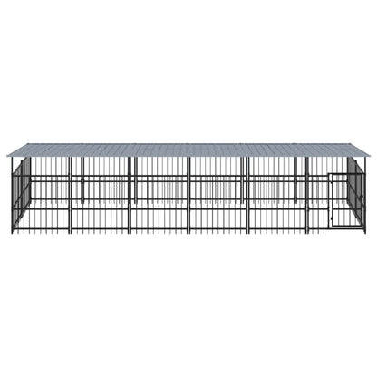 Outdoor Dog Kennel with Roof Steel 11.26 m²