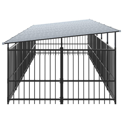 Outdoor Dog Kennel with Roof Steel 11.26 m²