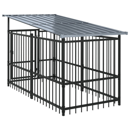 Outdoor Dog Kennel with Roof Steel 11.26 m²