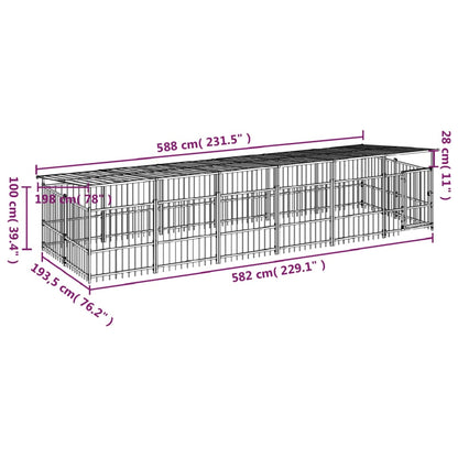 Outdoor Dog Kennel with Roof Steel 11.26 m²