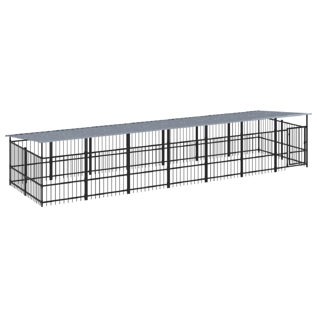 Outdoor Dog Kennel with Roof Steel 13.14 m²