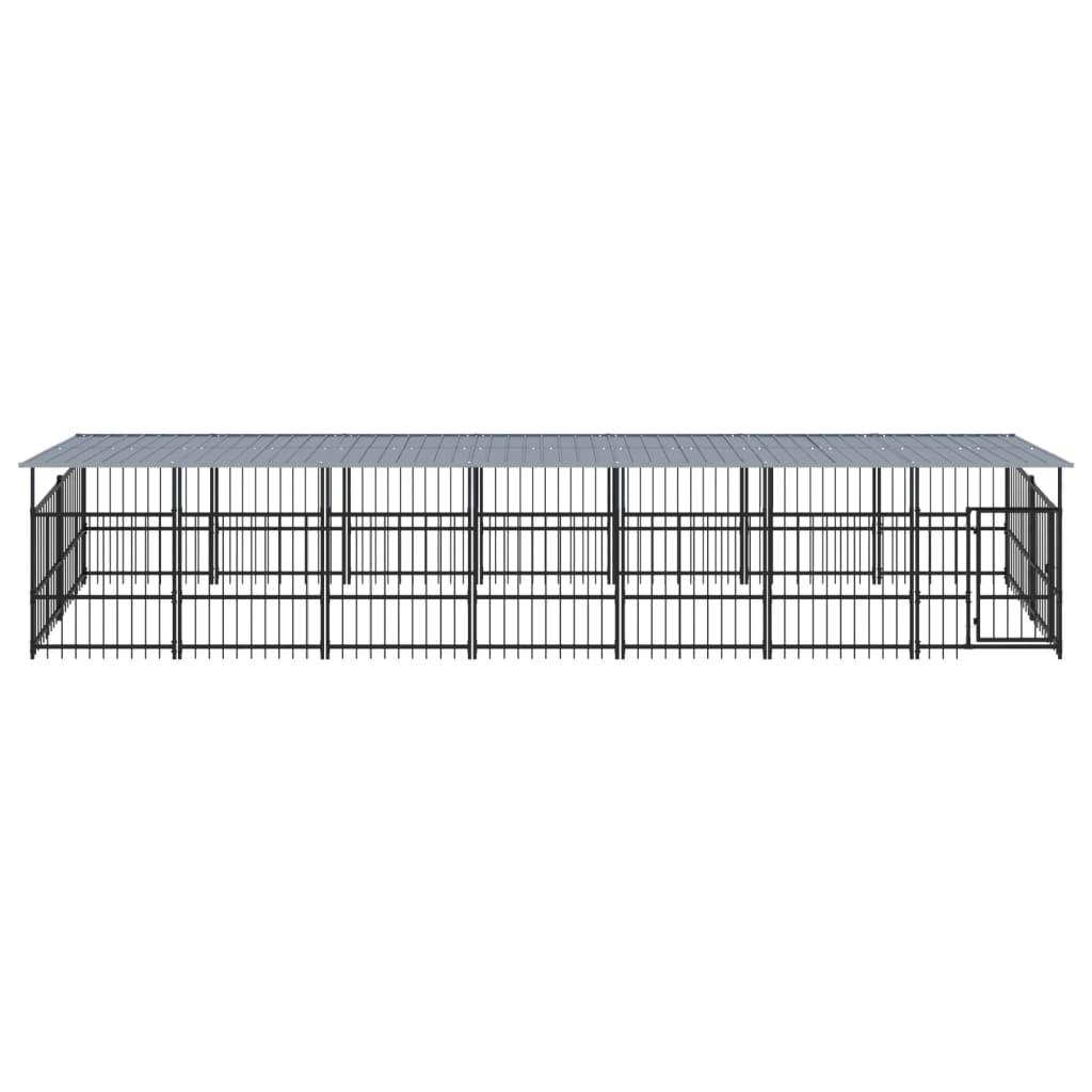 Outdoor Dog Kennel with Roof Steel 13.14 m²
