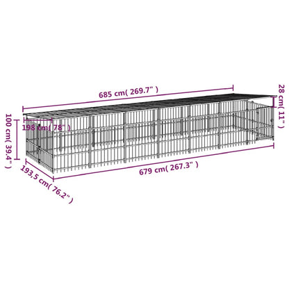 Outdoor Dog Kennel with Roof Steel 13.14 m²