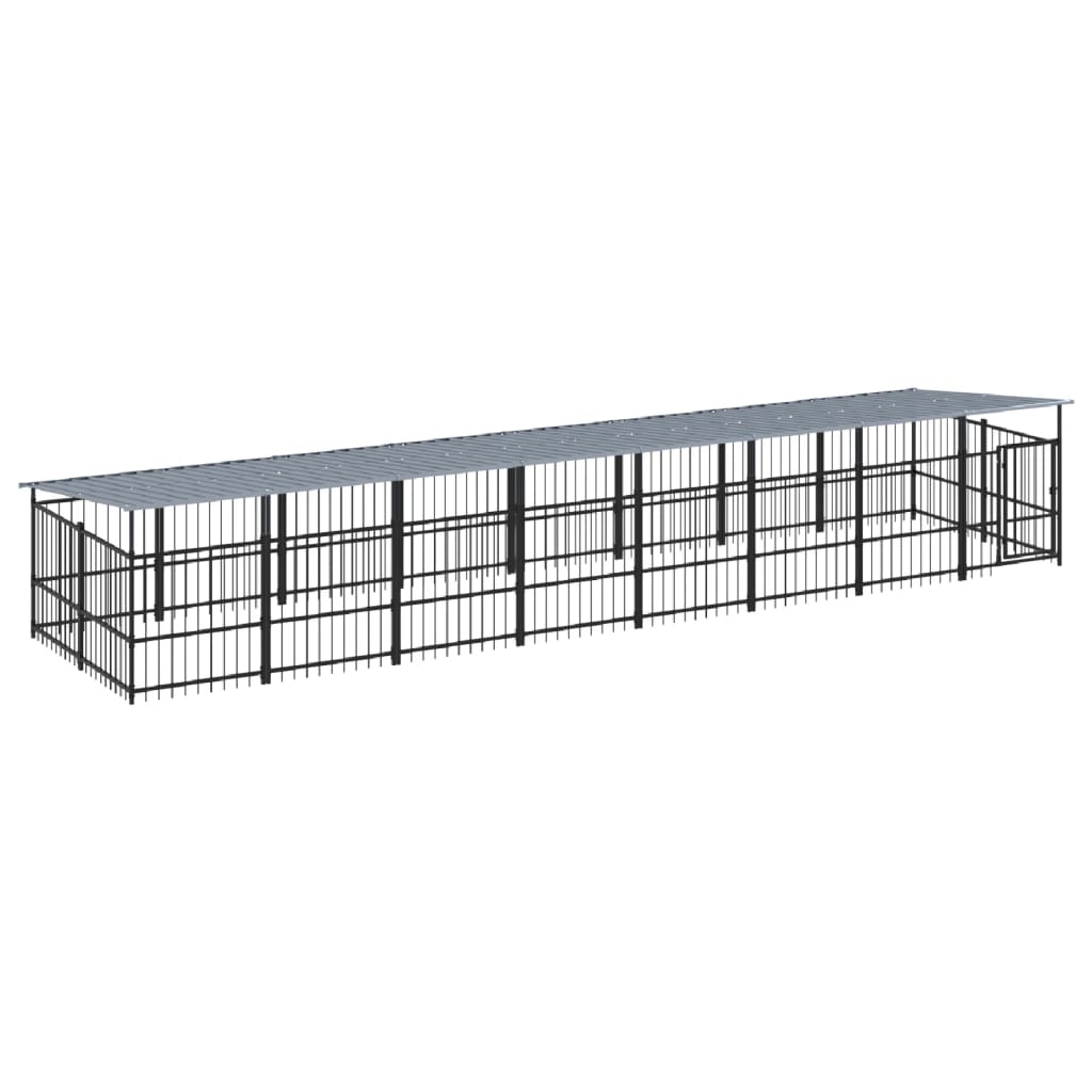 Outdoor Dog Kennel with Roof Steel 15.02 m²