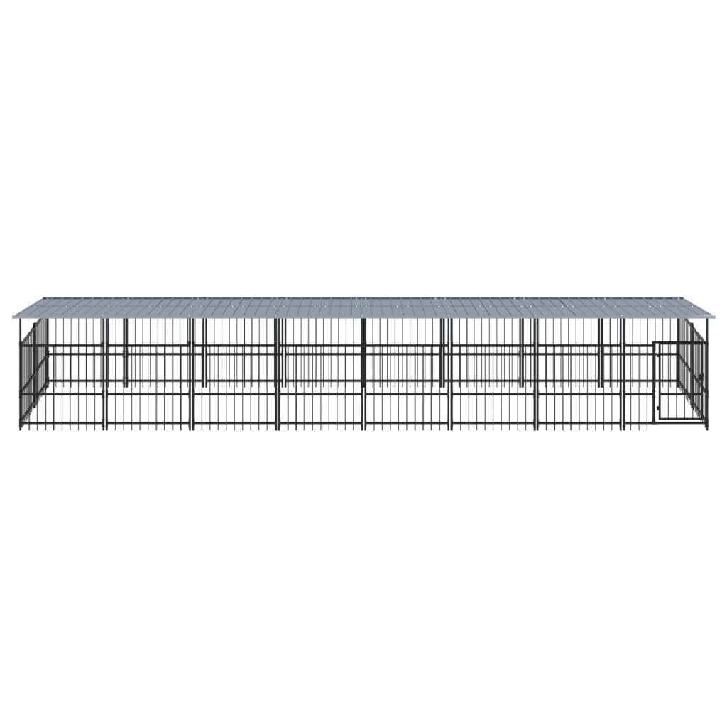 Outdoor Dog Kennel with Roof Steel 15.02 m²