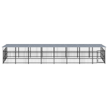 Outdoor Dog Kennel with Roof Steel 15.02 m²