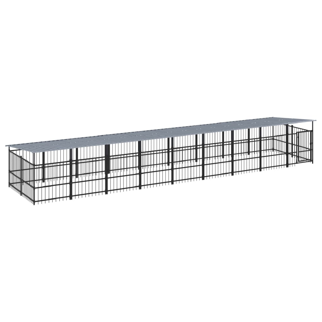 Outdoor Dog Kennel with Roof Steel 16.89 m²