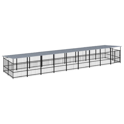 Outdoor Dog Kennel with Roof Steel 16.89 m²