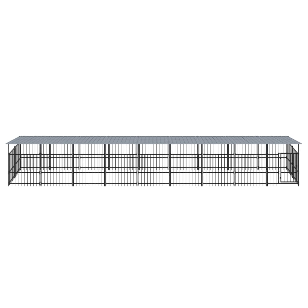 Outdoor Dog Kennel with Roof Steel 16.89 m²