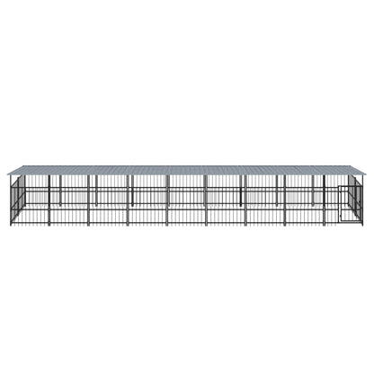 Outdoor Dog Kennel with Roof Steel 16.89 m²
