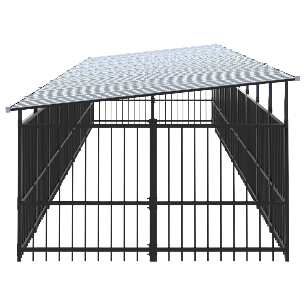 Outdoor Dog Kennel with Roof Steel 16.89 m²