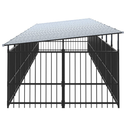 Outdoor Dog Kennel with Roof Steel 16.89 m²