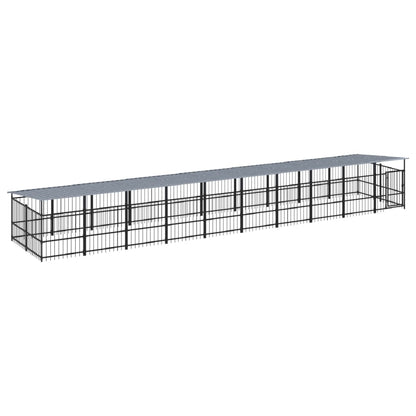 Outdoor Dog Kennel with Roof Steel 18.77 m²