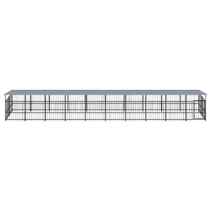 Outdoor Dog Kennel with Roof Steel 18.77 m²