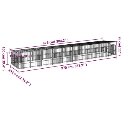 Outdoor Dog Kennel with Roof Steel 18.77 m²