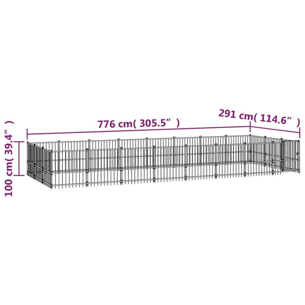 Outdoor Dog Kennel Steel 22.58 m²