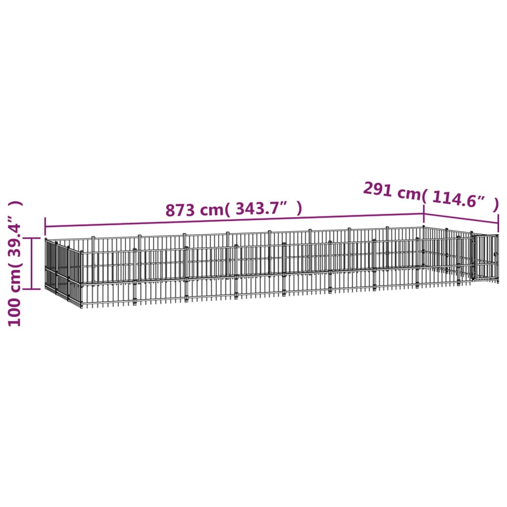Outdoor Dog Kennel Steel 25.4 m²