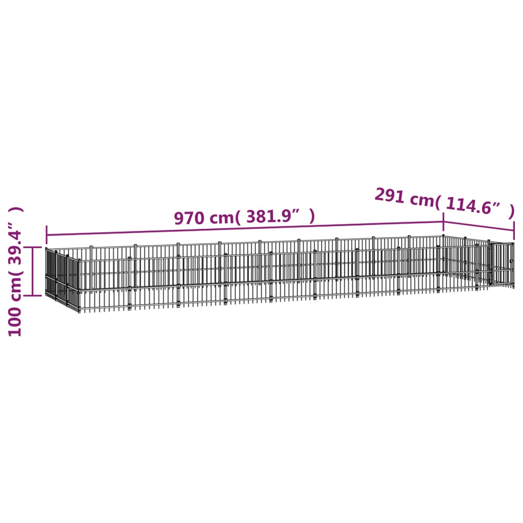 Outdoor Dog Kennel Steel 28.23 m²