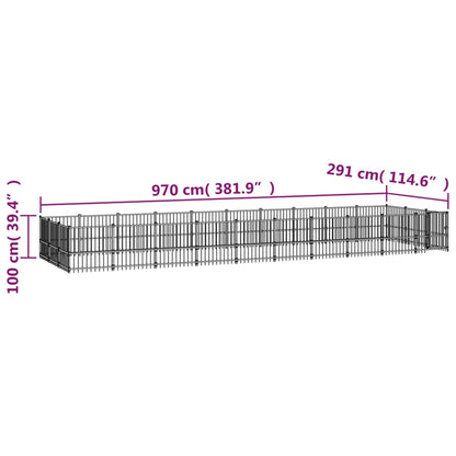 Outdoor Dog Kennel Steel 28.23 m²