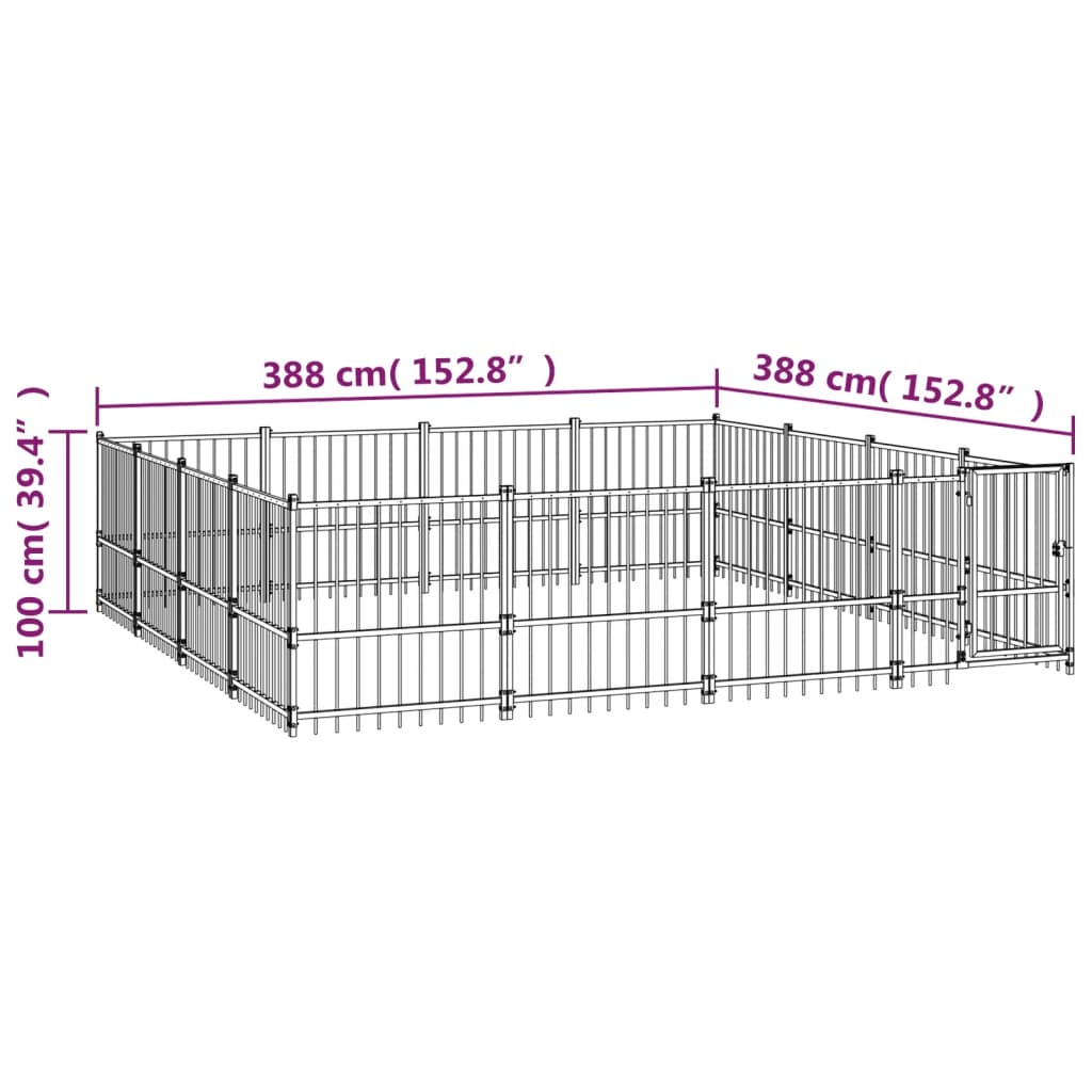 Outdoor Dog Kennel Steel 15.05 m²