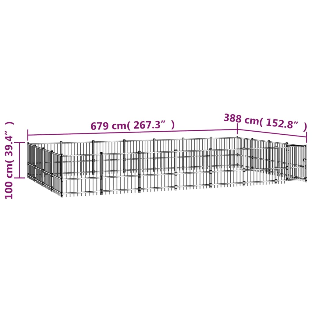 Outdoor Dog Kennel Steel 26.35 m²