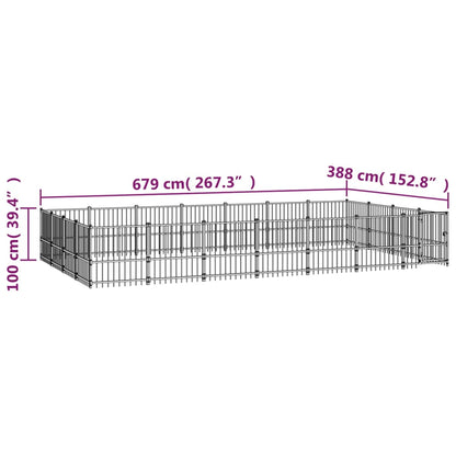 Outdoor Dog Kennel Steel 26.35 m²