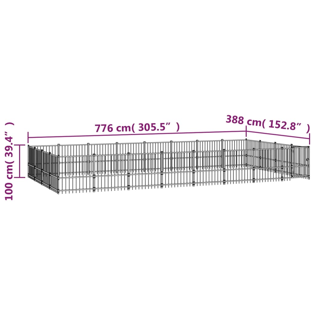 Outdoor Dog Kennel Steel 30.11 m²