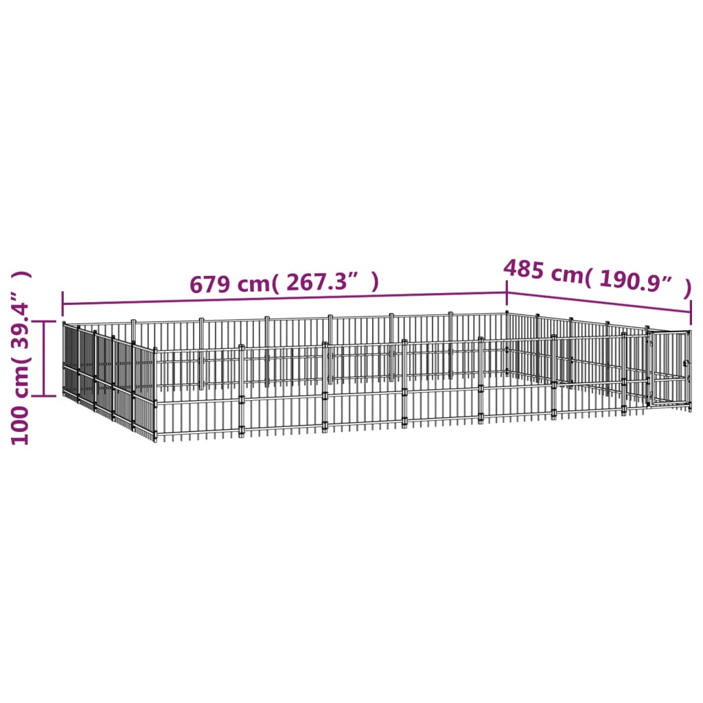 Outdoor Dog Kennel Steel 32.93 m²