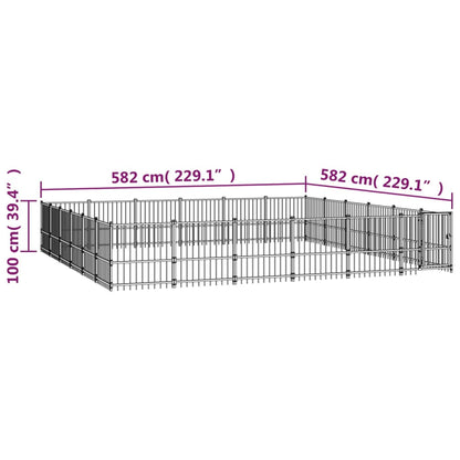 Outdoor Dog Kennel Steel 33.87 m²