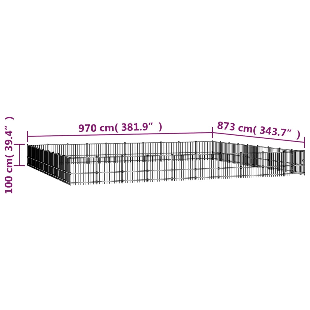 Outdoor Dog Kennel Steel 84.68 m²