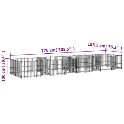 Outdoor Dog Kennel Steel 15.02 m²