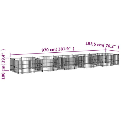Outdoor Dog Kennel Steel 18.77 m²