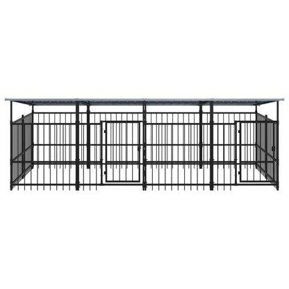 Outdoor Dog Kennel with Roof Steel 7.51 m²