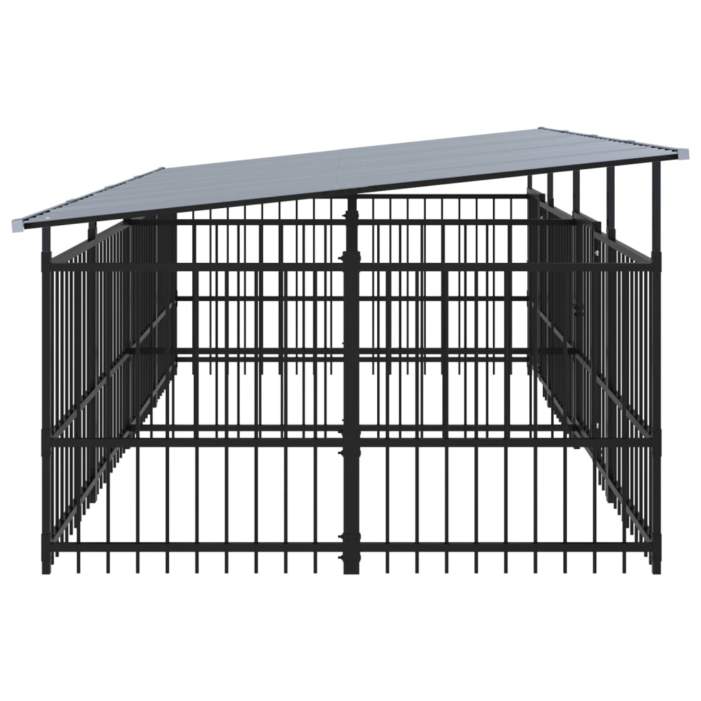 Outdoor Dog Kennel with Roof Steel 7.51 m²