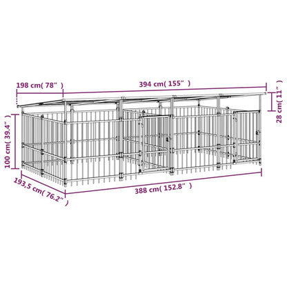 Outdoor Dog Kennel with Roof Steel 7.51 m²
