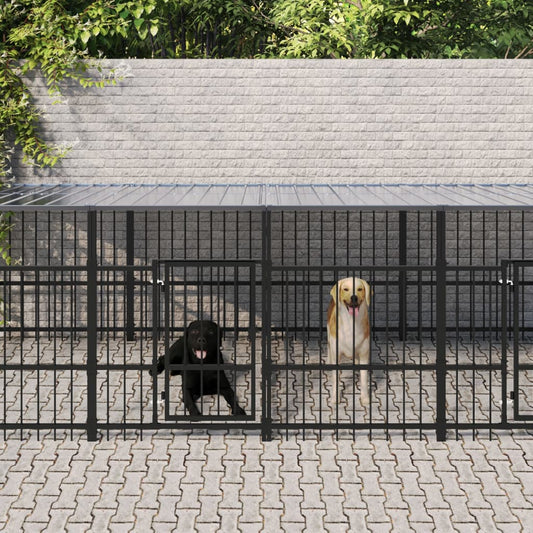 Outdoor Dog Kennel with Roof Steel 7.51 m²