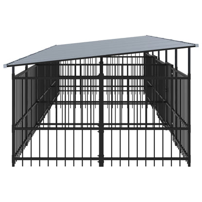 Outdoor Dog Kennel with Roof Steel 11.26 m²
