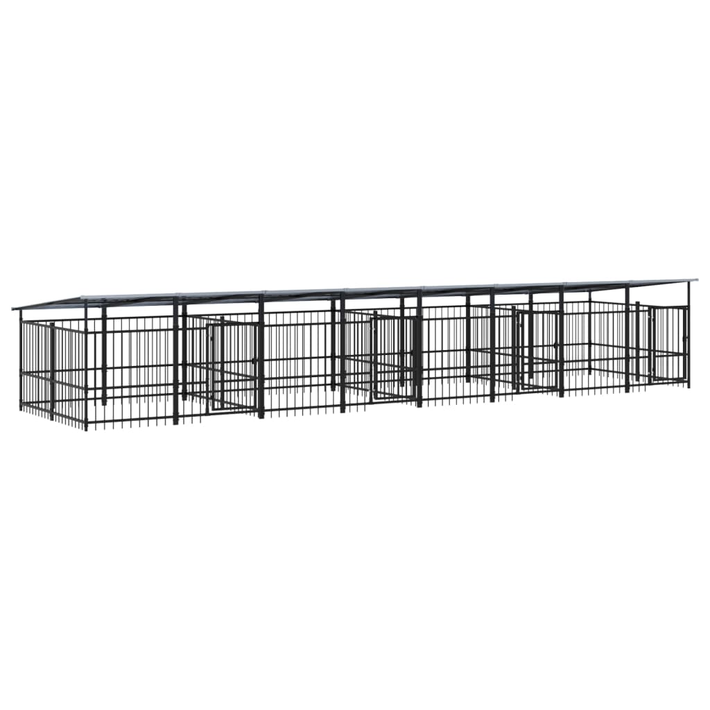 Outdoor Dog Kennel with Roof Steel 15.02 m²