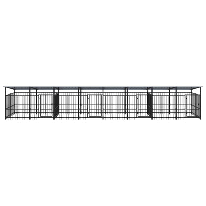 Outdoor Dog Kennel with Roof Steel 15.02 m²