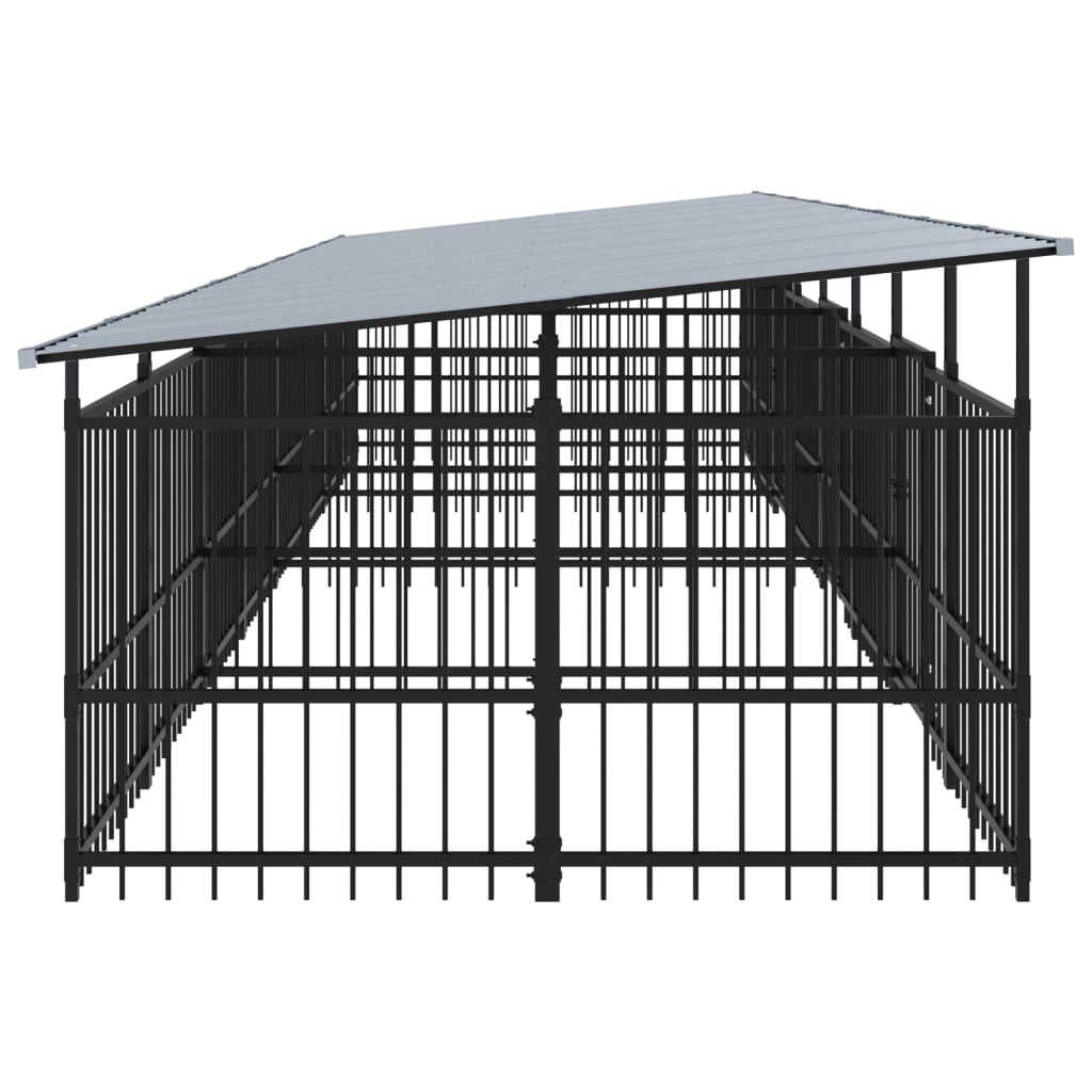 Outdoor Dog Kennel with Roof Steel 15.02 m²