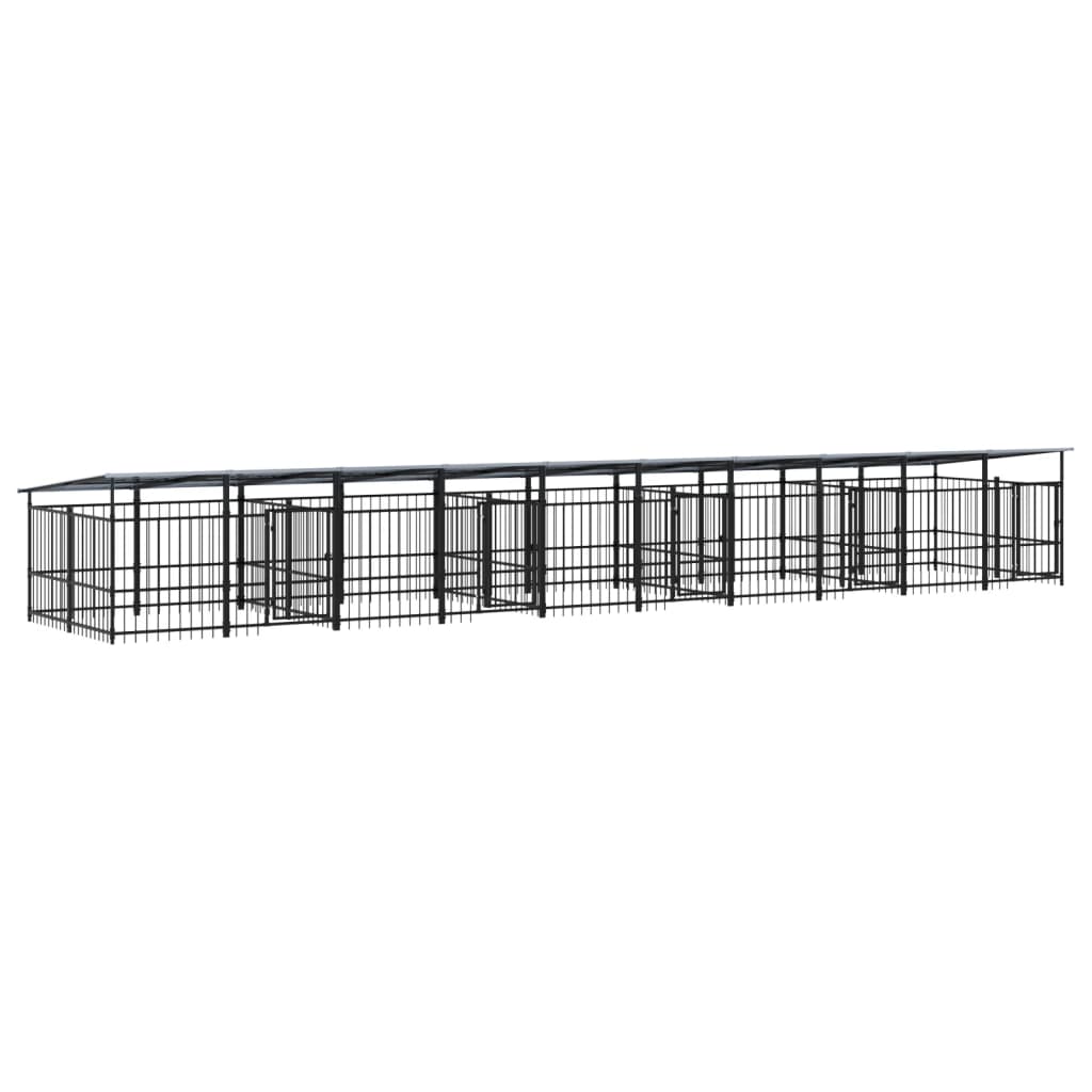 Outdoor Dog Kennel with Roof Steel 18.77 m²