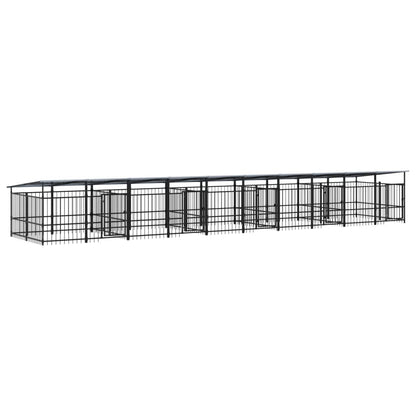 Outdoor Dog Kennel with Roof Steel 18.77 m²