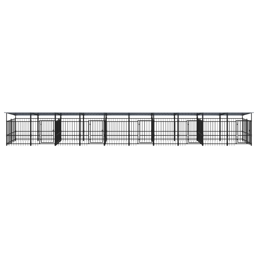 Outdoor Dog Kennel with Roof Steel 18.77 m²