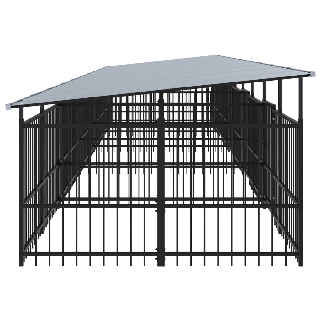 Outdoor Dog Kennel with Roof Steel 18.77 m²