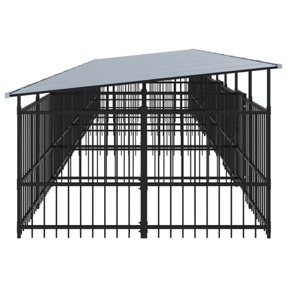 Outdoor Dog Kennel with Roof Steel 18.77 m²