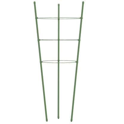 Garden Plant Supports with 3 Rings 5 pcs Green 45 cm Steel