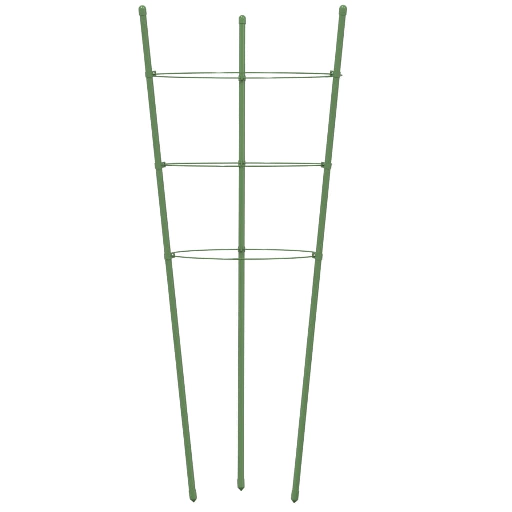 Garden Plant Supports with 3 Rings 5 pcs Green 60 cm Steel