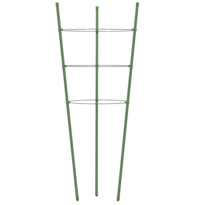 Garden Plant Supports with 3 Rings 5 pcs Green 60 cm Steel