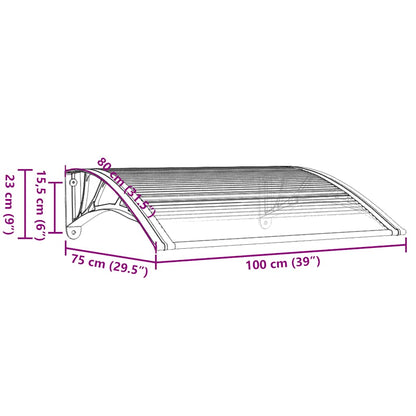 Door Canopy Grey and Transparent 100x75 cm Polycarbonate