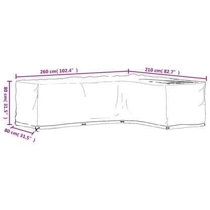 L-Shaped Garden Furniture Covers 2 pcs 16 Eyelets 260x210x80 cm
